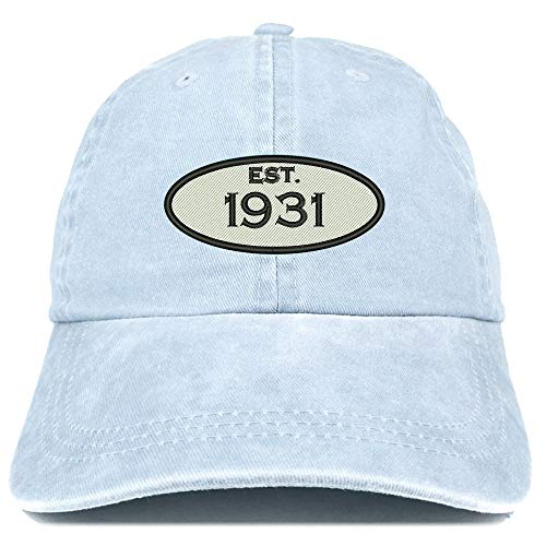 Trendy Apparel Shop 90th Birthday Established 1931 Washed Cotton Adjustable Cap