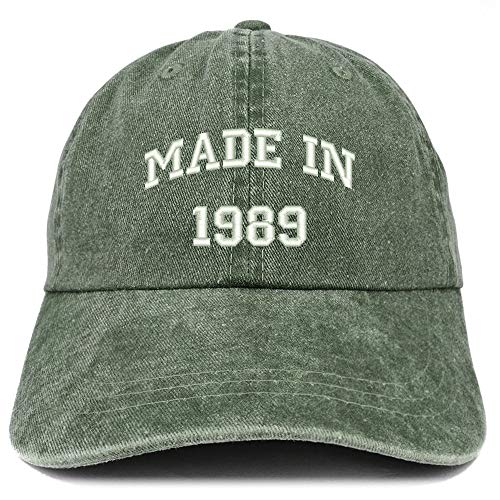 Trendy Apparel Shop Made in 1989 Text Embroidered 32nd Birthday Washed Cap