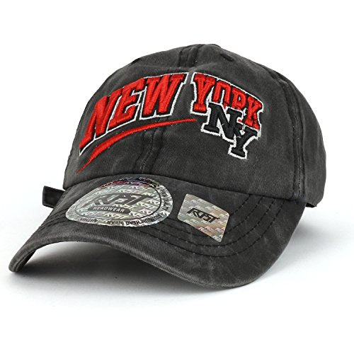Trendy Apparel Shop New York NY Text 3D Embroidered Baseball Cap Long Tail Strap
