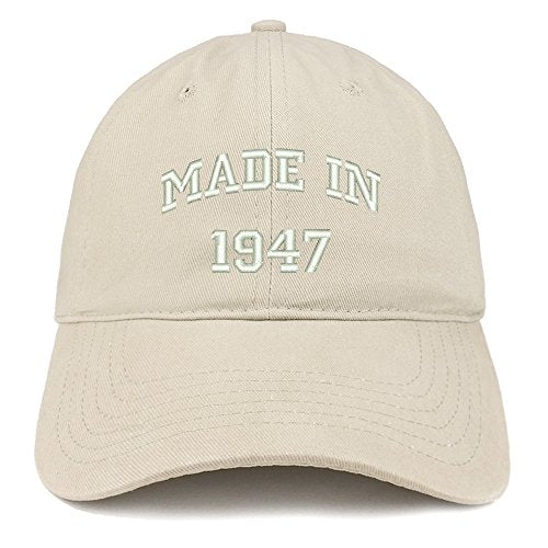 Trendy Apparel Shop Made in 1947 Text Embroidered Birthday Brushed Cotton Cap