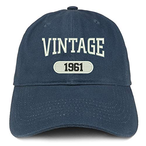 Trendy Apparel Shop 60th Birthday Vintage 1961 Soft Crown Brushed Cotton Cap