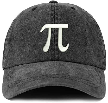 Trendy Apparel Shop XXL PI Day Symbol Embroidered Unstructured Washed Pigment Dyed Baseball Cap