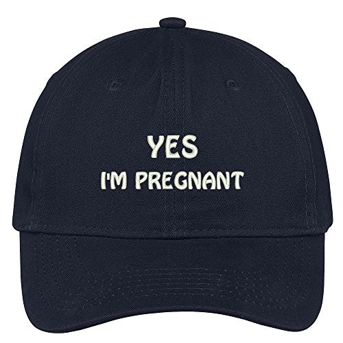 Trendy Apparel Shop Yes I'm Pregnant Embroidered 100% Cotton Adjustable Cap