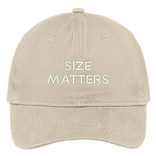 Trendy Apparel Shop Size Matters Embroidered Brushed Cotton Adjustable Cap Dad Hat