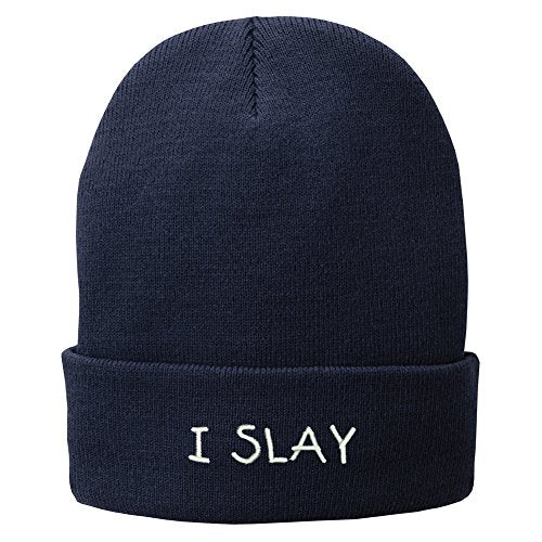 Trendy Apparel Shop I Slay Embroidered Soft Stretchy Winter Long Beanie