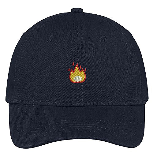 Trendy Apparel Shop Fire Emoticon Embroidered 100% Quality Brushed Cotton Baseball Cap