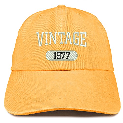 Trendy Apparel Shop Vintage 1977 Embroidered 44th Birthday Soft Crown Washed Cotton Cap