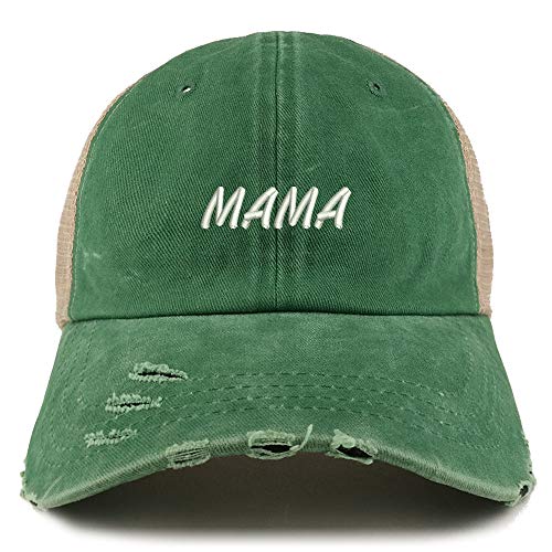 Trendy Apparel Shop Mama Embroidered Washed Front Mesh Back Frayed Bill Cap