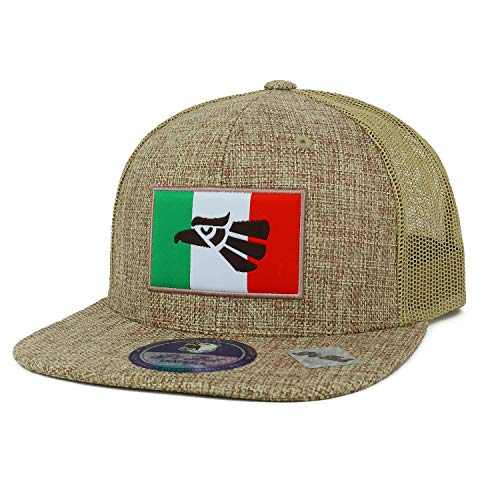 Trendy Apparel Shop Hecho Eagle Mexico Flag Mesh Trucker Linen Snapback Cap