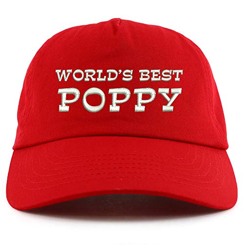 Trendy Apparel Shop World's Best Poppy Embroidered 5 Panel Unstructured Soft Crown Baseball Cap