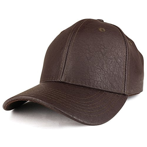 Trendy Apparel Shop Plain Matte Finish PU Leather Polyester Structured Adjustable Baseball Cap