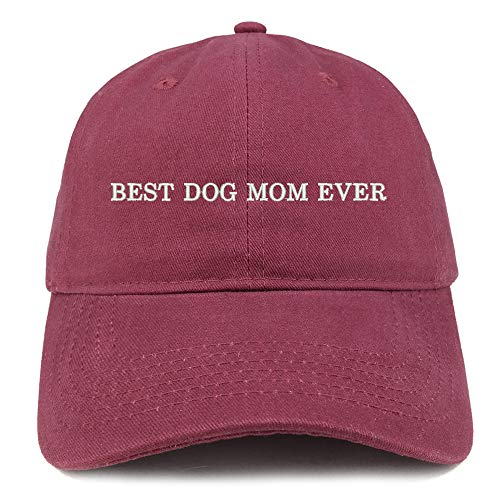Trendy Apparel Shop Best Dog Mom Ever Embroidered Brushed Cotton Cap