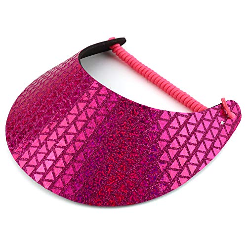 Trendy Apparel Shop Made in USA Shiny Glitter Summer String Elastic Foam Visors
