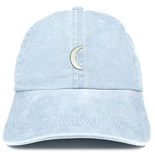 Trendy Apparel Shop Crescent Moon Embroidered Washed Cotton Adjustable Cap