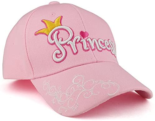 Cap Princess Style Trendy Apparel Shop Youth Size Girl's 3D Princess Swirl Embroidery Str