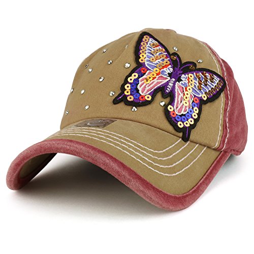 Trendy Apparel Shop Butterfly Embroidered Stitch Multi Color Baseball Cap