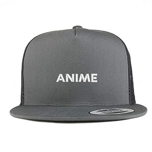 Trendy Apparel Shop Anime Adjustable Embroidered 5 Panel Flatbill Trucker Mesh Snapback Cap