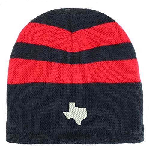 Trendy Apparel Shop Texas State Embroidered Fleece Lined Striped Short Beanie