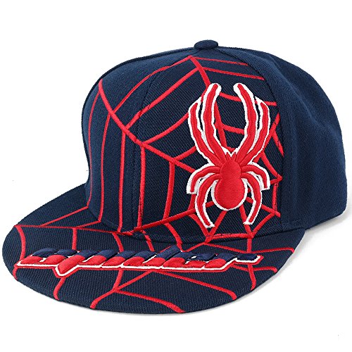 Trendy Apparel Shop Kids Size Spider Text Flatbill Snapback Cap with Large Web and Spider