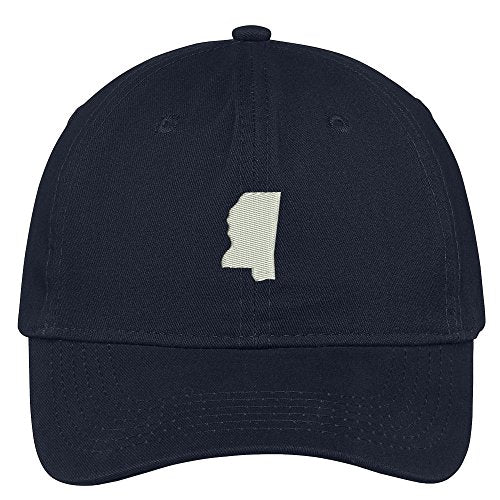 Trendy Apparel Shop Mississippi State Map Embroidered Low Profile Soft Cotton Brushed Baseball Cap