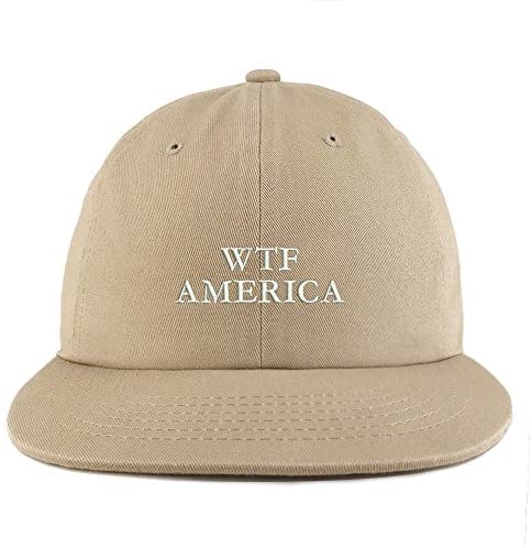 Trendy Apparel Shop WTF America Embroidered Unstructured Flatbill Adjustable Cap
