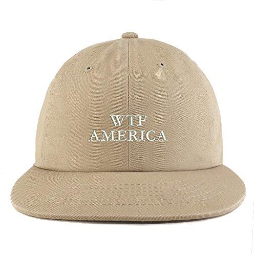 Trendy Apparel Shop WTF America Embroidered Unstructured Flatbill Adjustable Cap