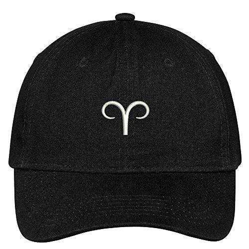 Trendy Apparel Shop Aries Zodiac Signs Embroidered Soft Crown 100% Brushed Cotton Cap