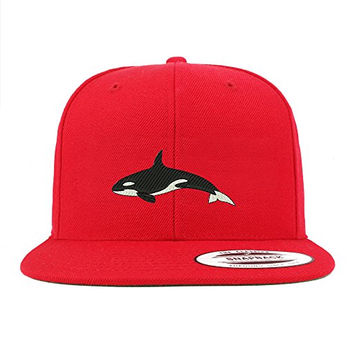 Trendy Apparel Shop Orca Killer Whale Embroidered Flat Bill Snapback Baseball Cap