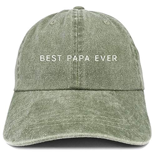 Trendy Apparel Shop Best Papa Ever One Line Embroidered Washed Cotton Adjustable Cap