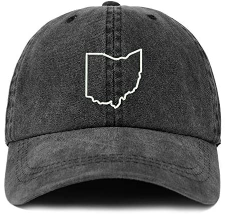 Trendy Apparel Shop XXL Ohio State Outline Embroidered Unstructured Washed Pigment Dyed Baseball Cap
