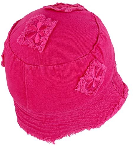 Trendy Apparel Shop Kid's Girls Soft Cotton Flower Patch Embroidered Sun Hat