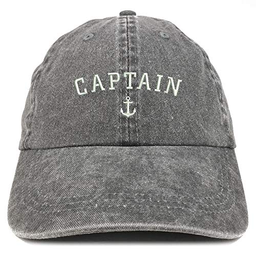 Trendy Apparel Shop Captain Anchor Embroidered Washed Cotton Adjustable Cap