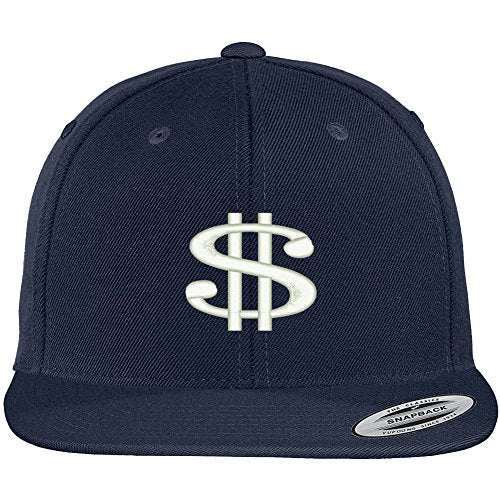 Trendy Apparel Shop Dollar Sign Embroidered Flatbill Snpaback Cap