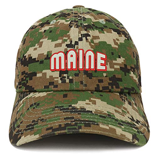 Trendy Apparel Shop Maine Bold Text Embroidered Soft Crown 100% Brushed Cotton Cap