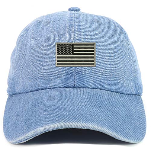 Trendy Apparel Shop Youth Sized Grey American Flag Embroidered Adjustable Unstructured Baseball Cap
