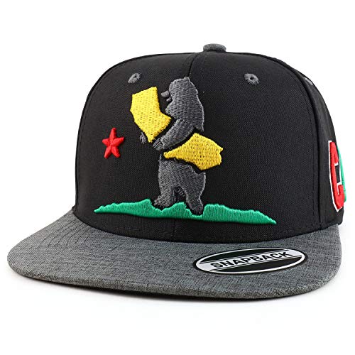 Trendy Apparel Shop California Stand Bear 3D Embroidered Two-Tone Snapback Cap