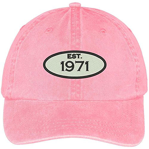 Trendy Apparel Shop Established 1971 Embroidered 48th Birthday Gift Washed Cotton Cap