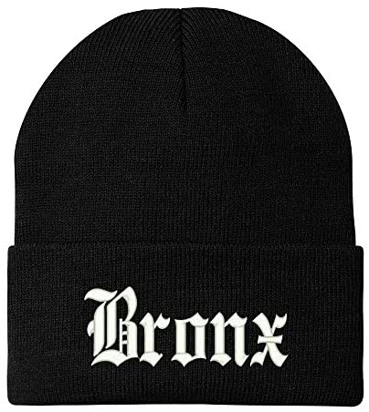 Trendy Apparel Shop Old English Font Bronx City Embroidered Winter Long Cuff Beanie