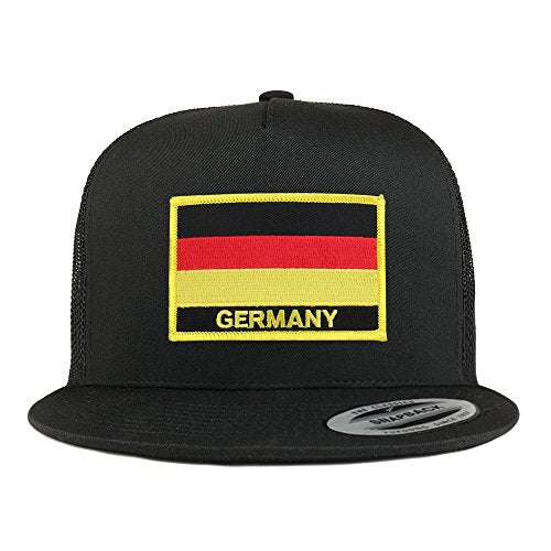 Trendy Apparel Shop Germany Flag 5 Panel Flatbill Trucker Mesh Snapback Cap