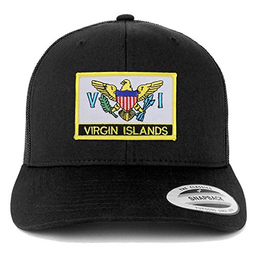 Trendy Apparel Shop Flexfit XXL Virgin Islands Flag Retro Trucker Mesh Cap