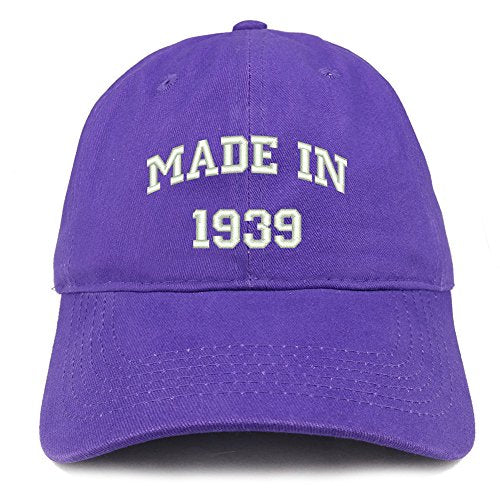 Trendy Apparel Shop Made in 1939 Text Embroidered 82nd Birthday Brushed Cotton Cap