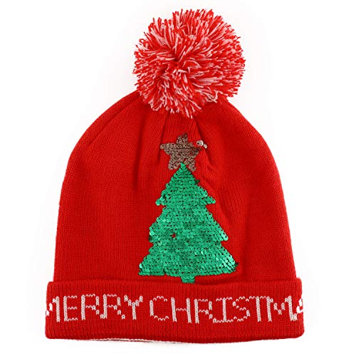 Trendy Apparel Shop Christmas Themed Funny Ugly Holiday Pom Knit Beanie Hats