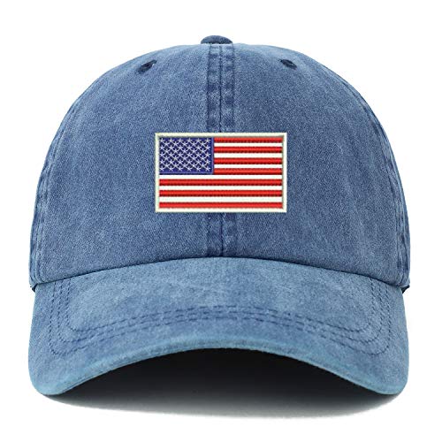Trendy Apparel Shop XXL USA White Flag Embroidered Unstructured Washed Pigment Dyed Baseball Cap