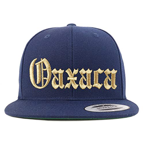Trendy Apparel Shop Old English Oaxaca Gold Embroidered Flatbill Snapback Baseball Cap