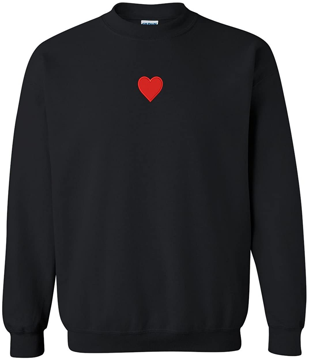 Trendy Apparel Shop Emoticon Heart Embroidered Crewneck Sweatshirt - Black - 2XL