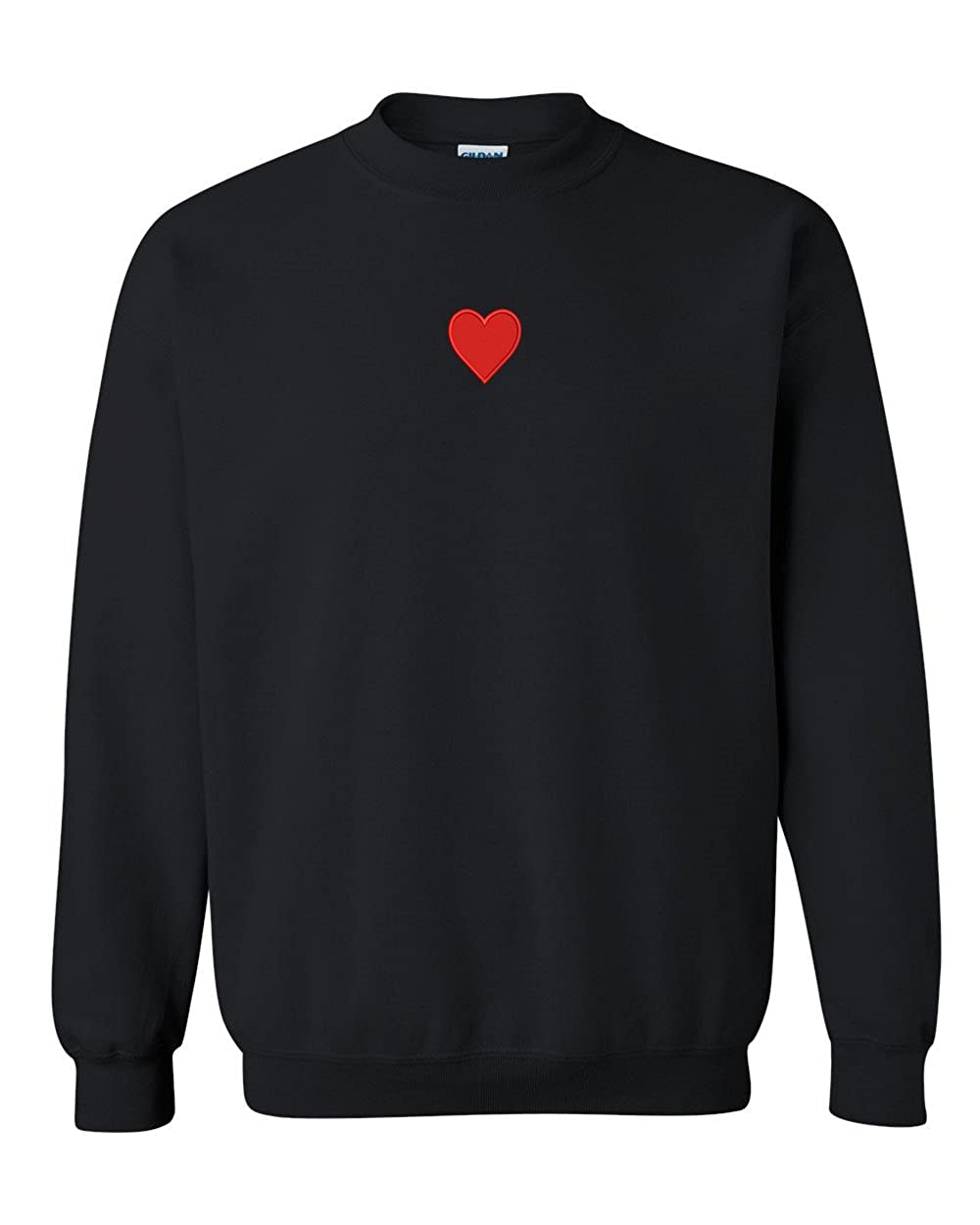 Trendy Apparel Shop Emoticon Heart Embroidered Crewneck Sweatshirt - Black - 2XL