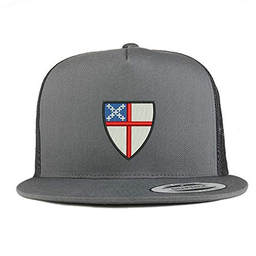 Trendy Apparel Shop Episcopal Shield 5 Panel Flatbill Trucker Mesh Snapback Cap