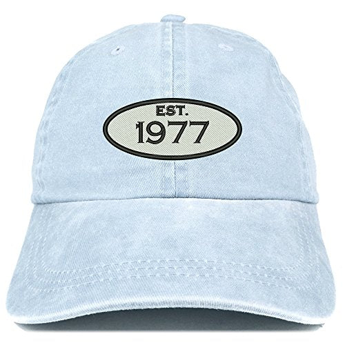Trendy Apparel Shop Established 1977 Embroidered 44th Birthday Gift Pigment Dyed Washed Cotton Cap