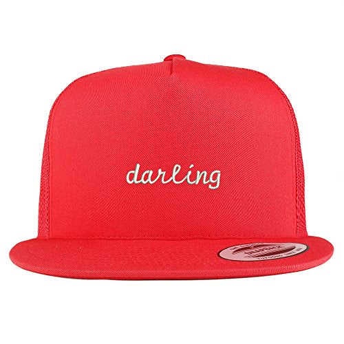 Trendy Apparel Shop Darling Embroidered 5 Panel Flat Bill Trucker Mesh Back Cap