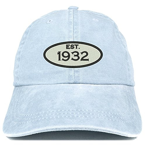 Trendy Apparel Shop Established 1932 Embroidered 89th Birthday Gift Pigment Dyed Washed Cotton Cap
